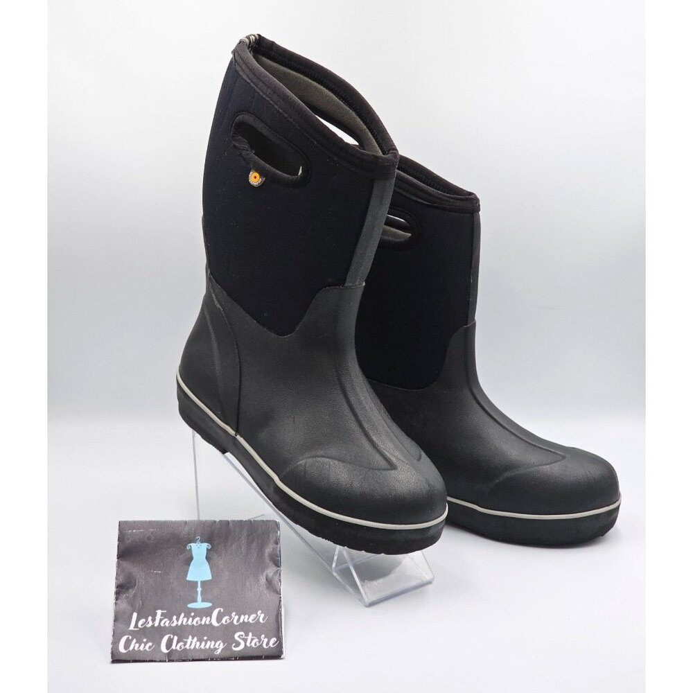 Bogs Youth Black Classic II Solid Waterproof Insulated Rain Snow Boots Sz 4 2915 - Picture 5 of 16
